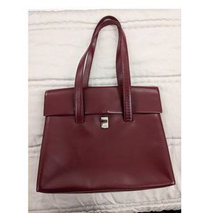 FURLA red burgundy leather briefcase tote shoulder bag *LAST CHANCE*